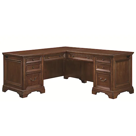 Traditional L-Shaped Desk with 2 File Drawers